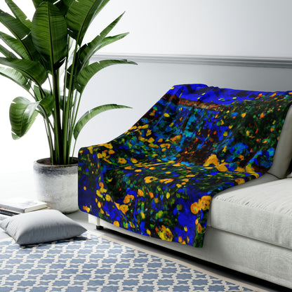 "A Midnight Celebration in Grandma's Garden" - The Alien Sherpa Fleece Blanket