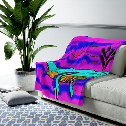 "Glow of the Neon Sea" - The Alien Velveteen Plush Blanket