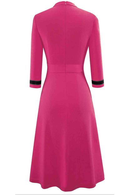 Round Neck Three-Quater Sleeve Dress