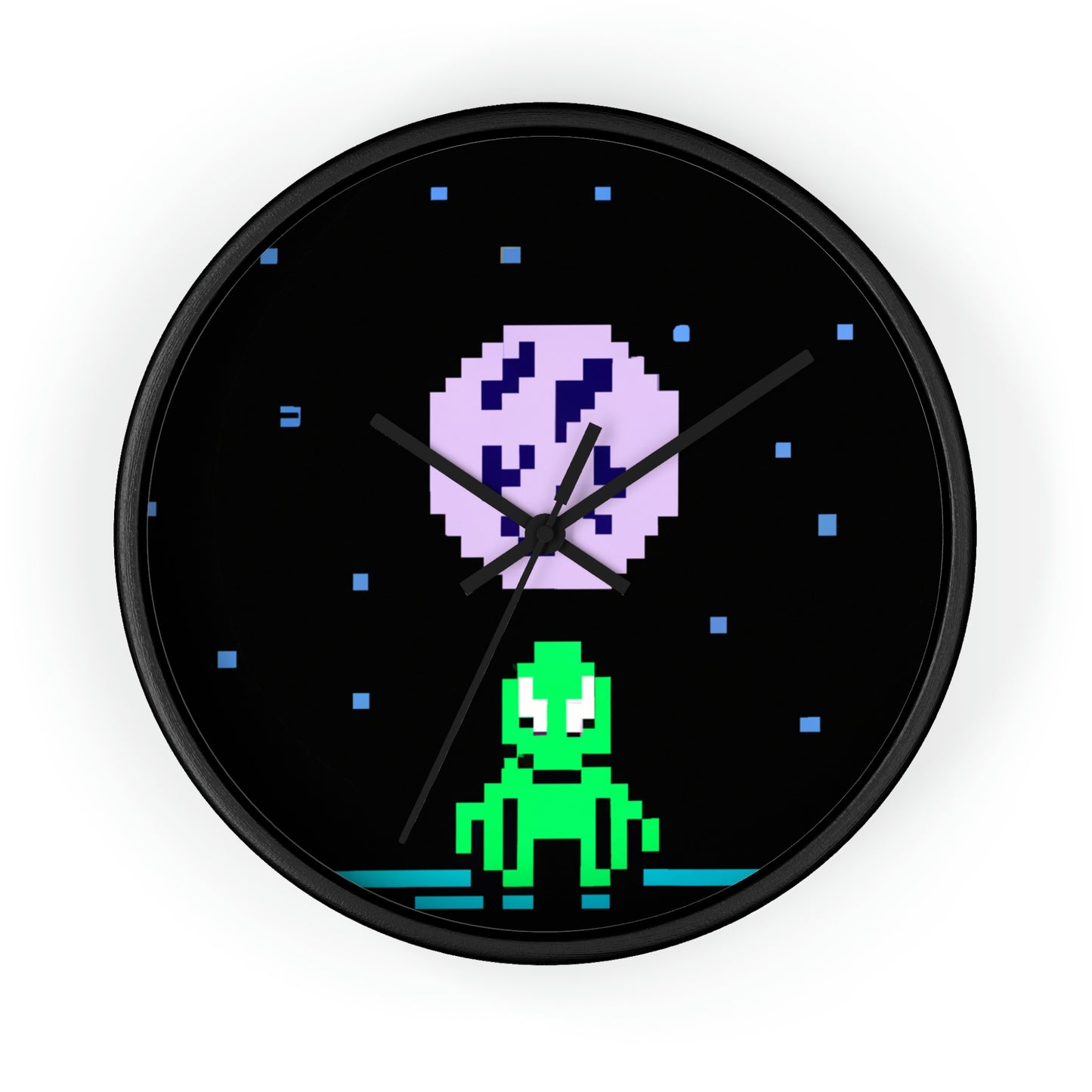 "Lonely Witness of the Night Sky" - The Alien Wall Clock Pixel Art