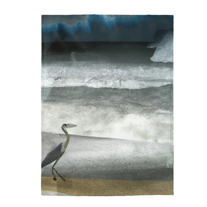 "A Sea of Turmoil: A Heron's Restlessness". - The Alien Velveteen Plush Blanket