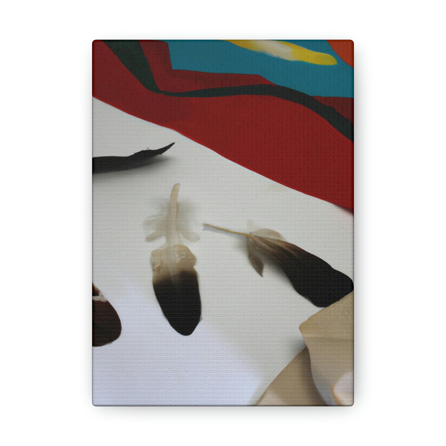 "Feathers and Fabric: A Story Unfolding Through an Unconventional Canvas" - Canvas