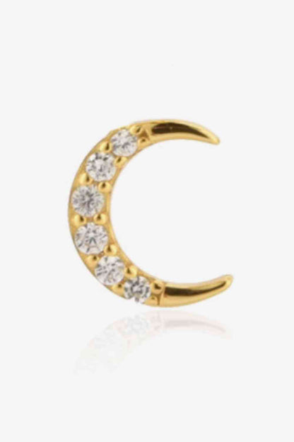 Zircon Moon 925 Sterling Silver Stud Earrings