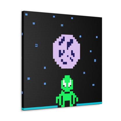 "Lonely Witness of the Night Sky" - The Alien Canva Pixel Art