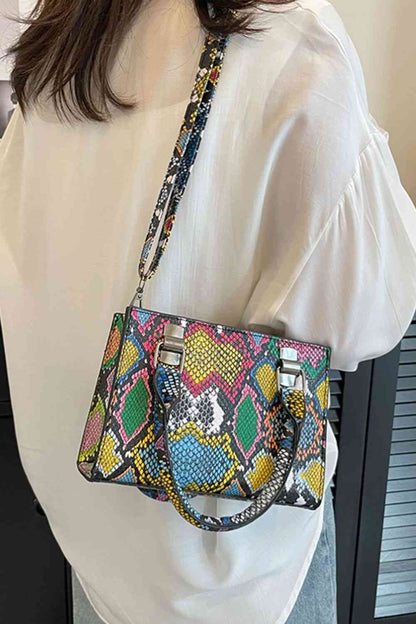 Bolso de cuero PU con estampado de piel de serpiente