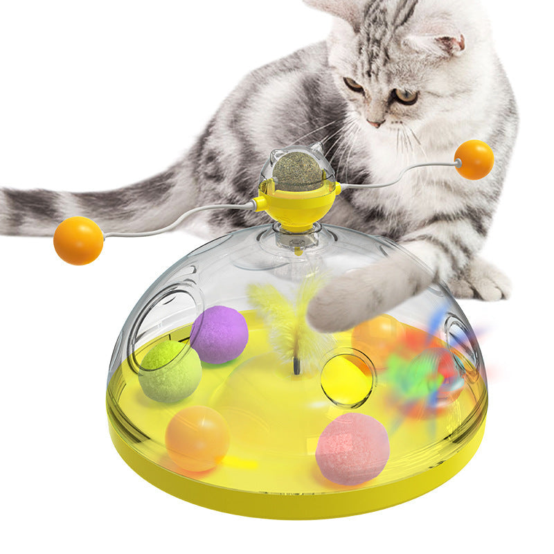 Meows Windmühle, lustiges Katzenspielzeug, interaktives multifunktionales Drehteller-Haustier-Lernspielzeug mit Katzenminze, leuchtender Ball, Windrad-Spielzeug, Haustierprodukte