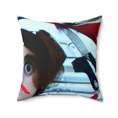 "Found Objects Self-Portrait" - The Alien Square Pillow