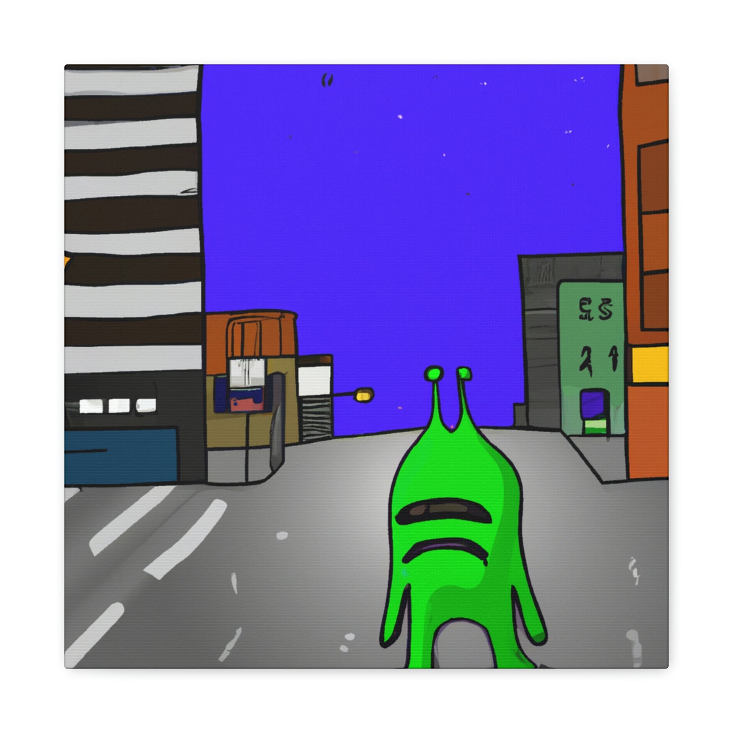 „Alien-Missgeschick in der Stadt“ – The Alien Canva