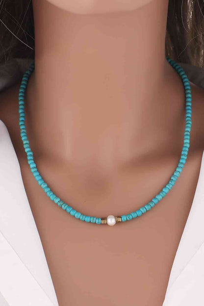 Collar de turquesas y perlas