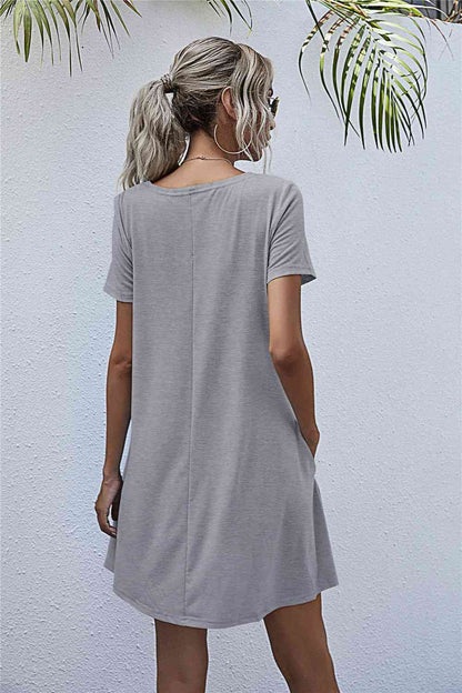 Round Neck Short Sleeve Mini Dress