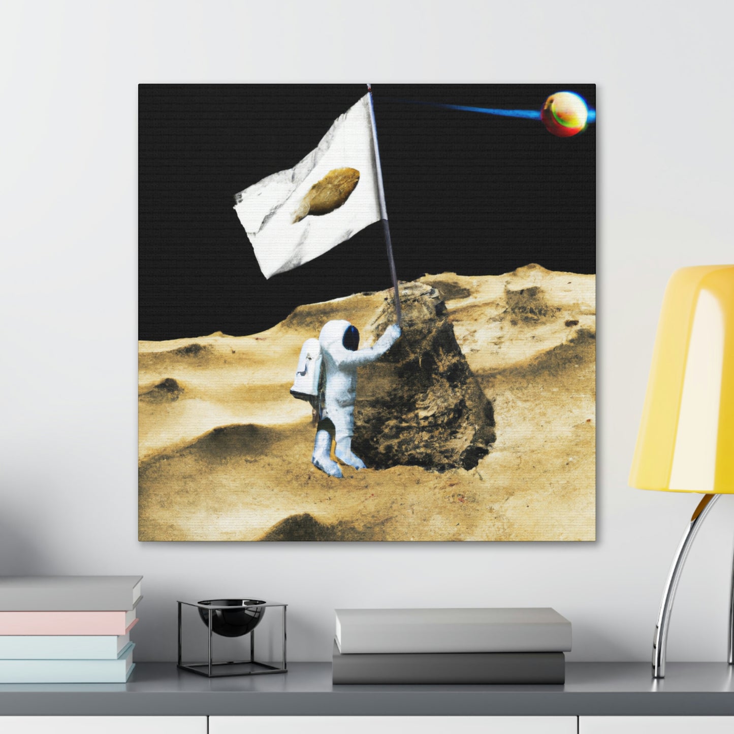 "Reclamando espacio: la plantación de la bandera del asteroide del astronauta" - The Alien Canva