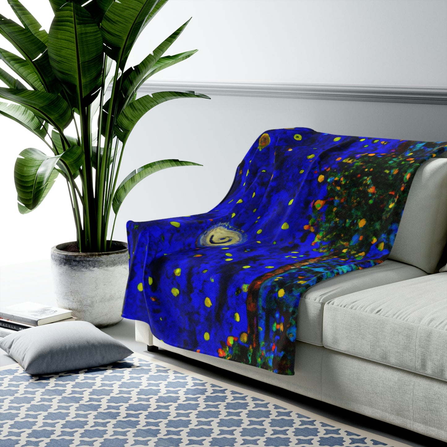 "A Midnight Celebration in Grandma's Garden" - The Alien Velveteen Plush Blanket