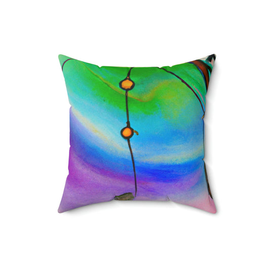 "Una galaxia de sueños: un colorido atrapasueños captura el polvo de estrellas que cae" - The Alien Square Pillow