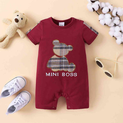 MINI BOSS Jumpsuit mit kariertem Bärenmuster und Grafik