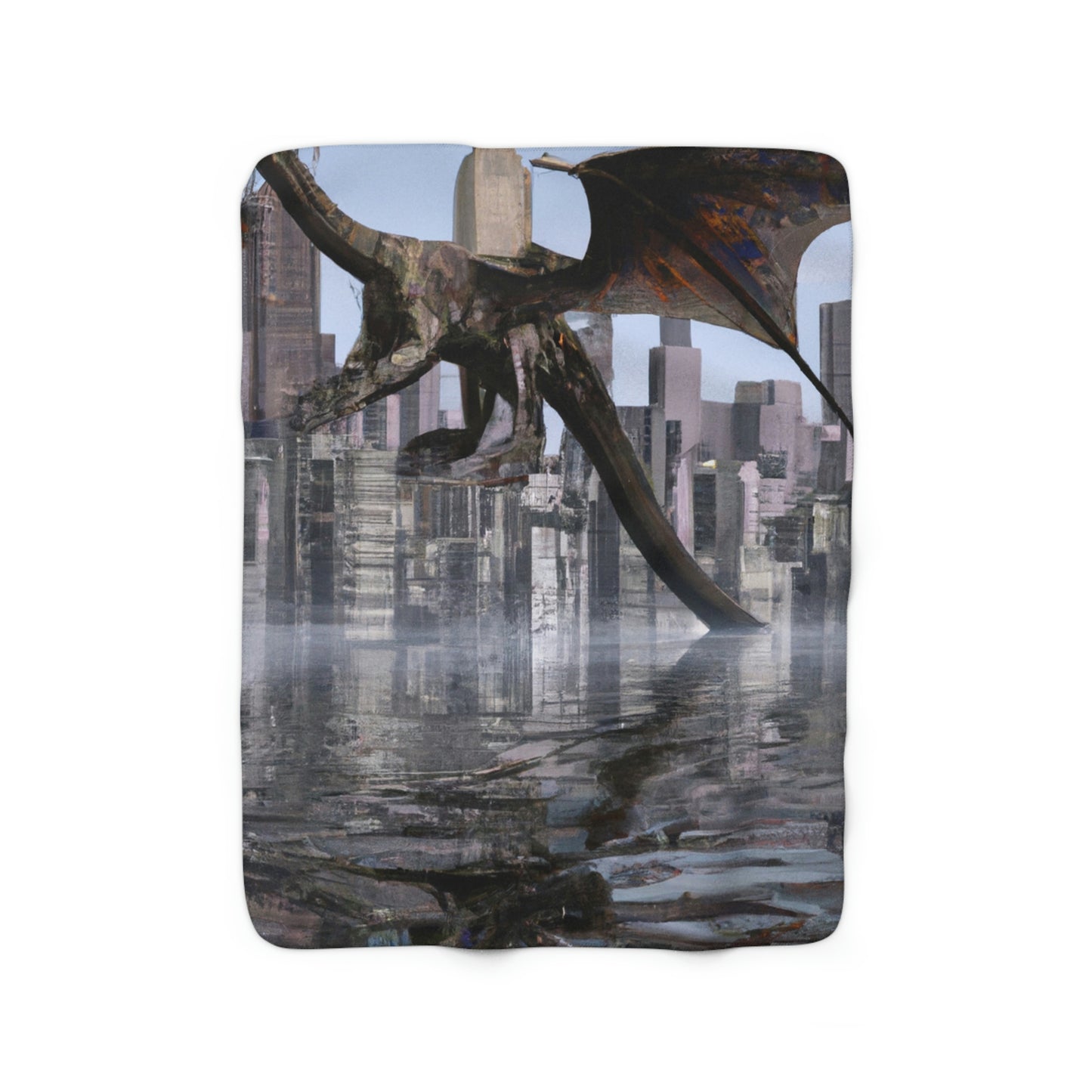 "Ascending the Deluge: A Dragon's Soaring Journey." - The Alien Sherpa Fleece Blanket