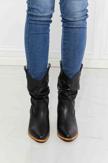 MMShoes Better in Texas Scrunch Botas Vaqueras en Negro