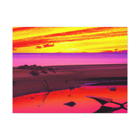 "Forgotten Solace: The Splendor of a Vibrant Sunset at an Abandoned Beach" - The Alien Canva