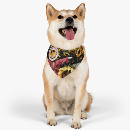 "Lone Sentry of the Sunflower Field" - The Alien Pet Bandana Collar