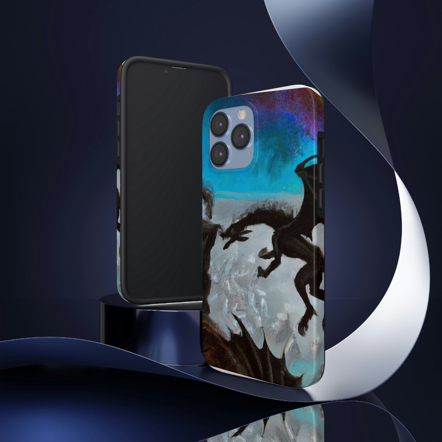 "Choque de fuego y acero en el acantilado iluminado por la luna" - The Alien Tough Phone Cases