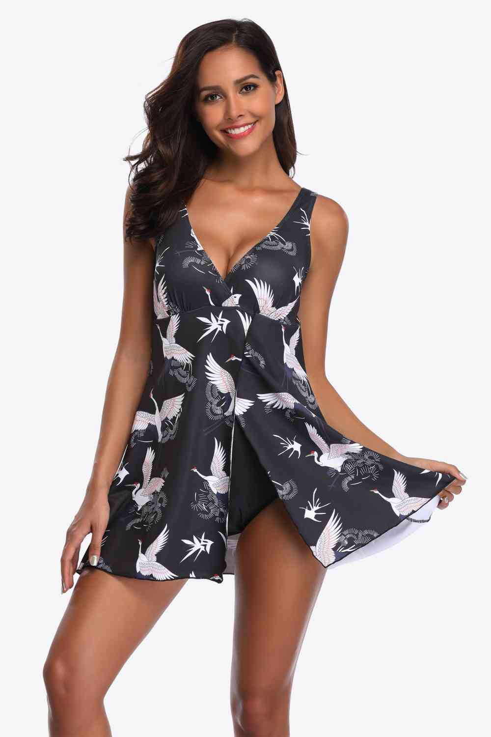 Vestido de baño con estampado animal de tamaño completo