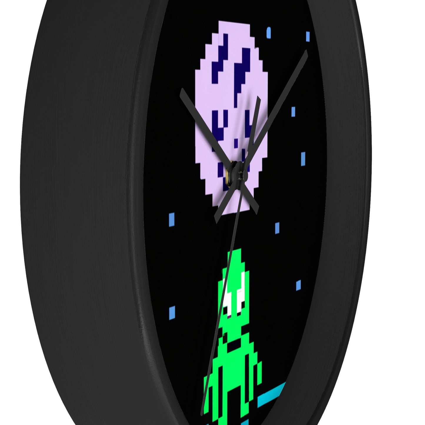 "Lonely Witness of the Night Sky" - The Alien Wall Clock Pixel Art