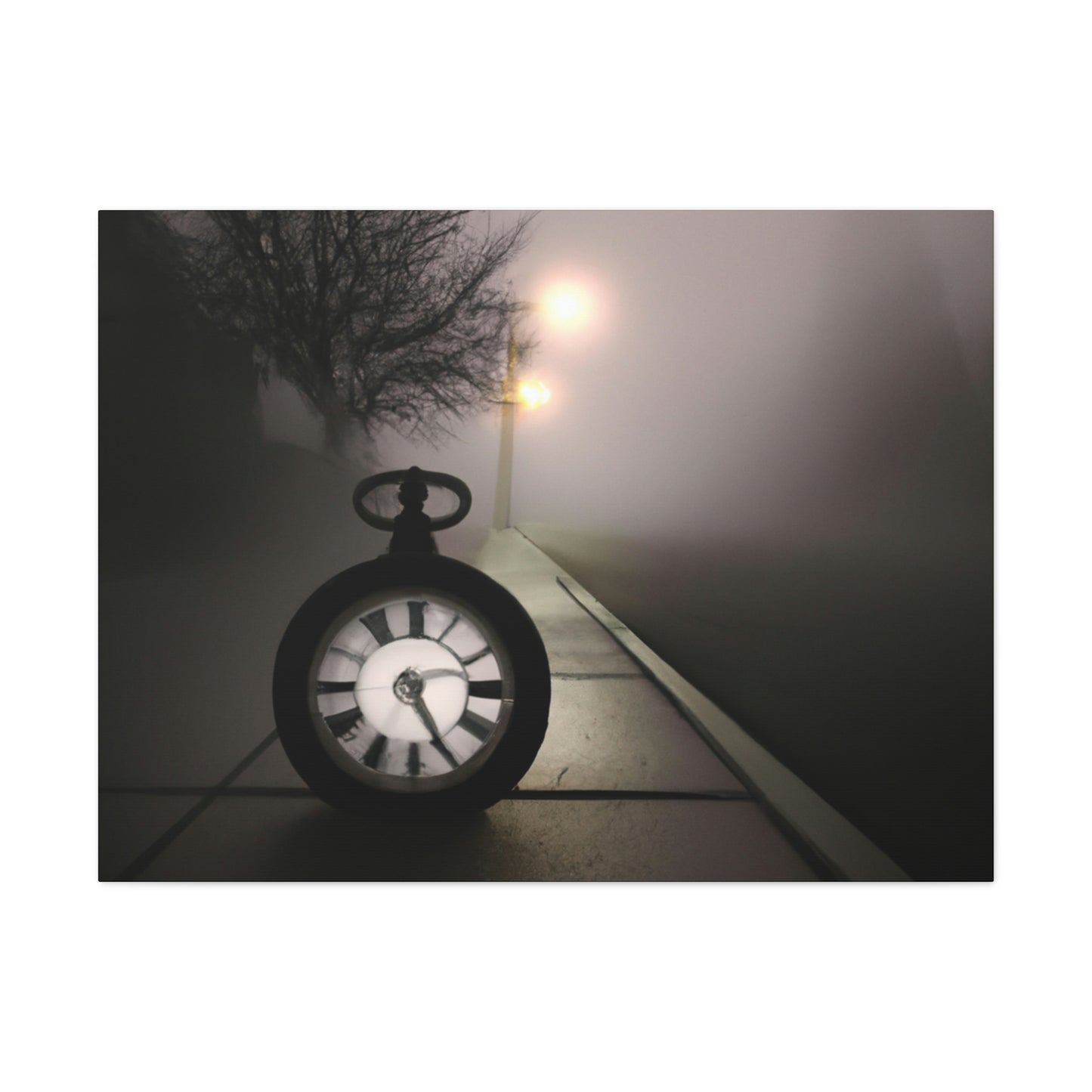 "El reloj solitario en Foggy Lane" - The Alien Canva