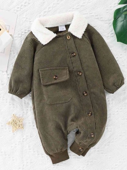 Baby-Overall aus Cord mit geknöpftem Kragen und Kragen