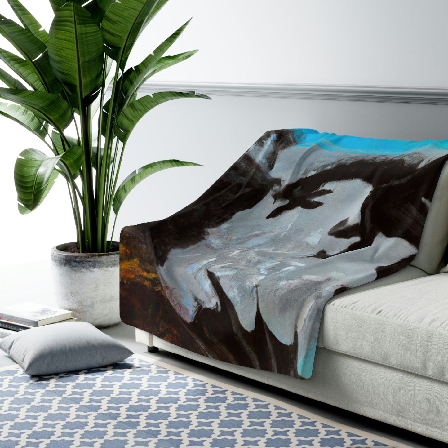 "Clash of Fire and Steel on the Moonlit Cliff" - The Alien Sherpa Fleece Blanket