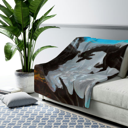 "Choque de fuego y acero en el acantilado iluminado por la luna" - The Alien Sherpa Fleece Blanket