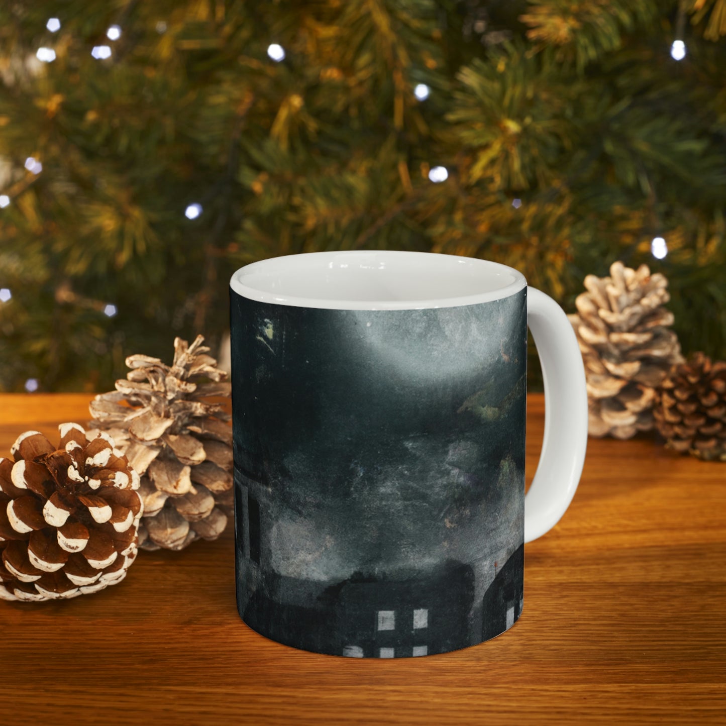 "Luminous Nocturne: A City Lit By Moonlight" - The Alien Ceramic Mug 11 oz