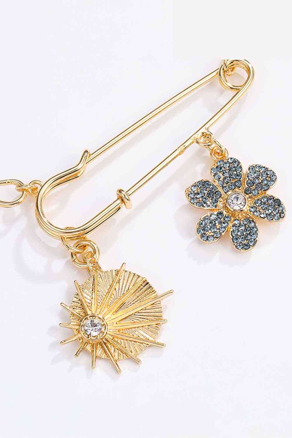 Collar de cadena con clip de flores de diamantes de imitación al por mayor de 5 piezas