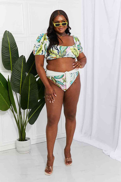 Bikini floral con mangas abullonadas Swim Vacay Ready de Marina West