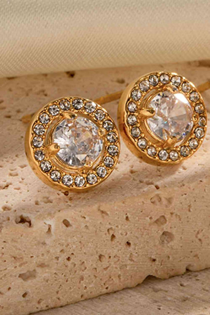 Inlaid Zircon Stainless Steel Stud Earrings