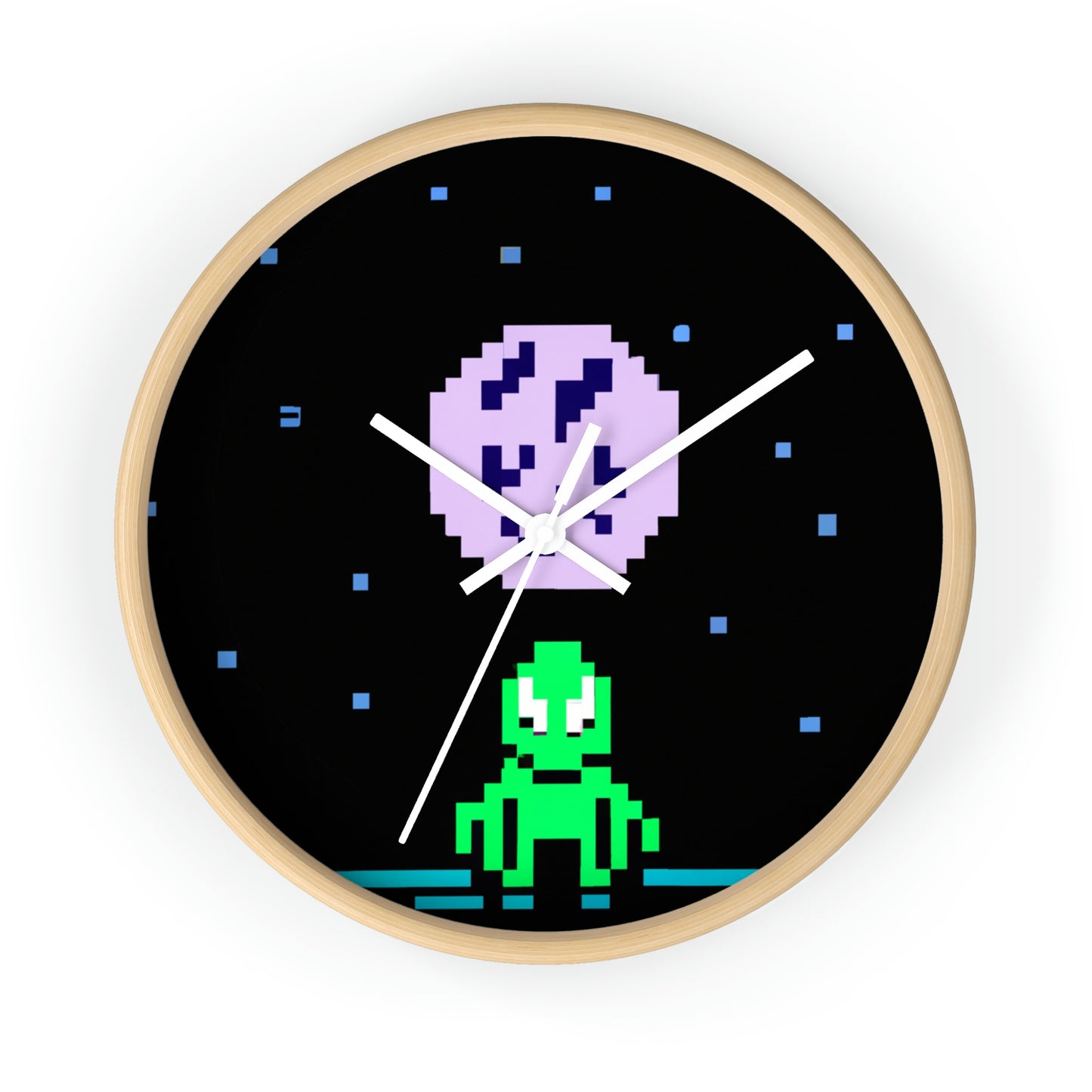 "Lonely Witness of the Night Sky" - The Alien Wall Clock Pixel Art