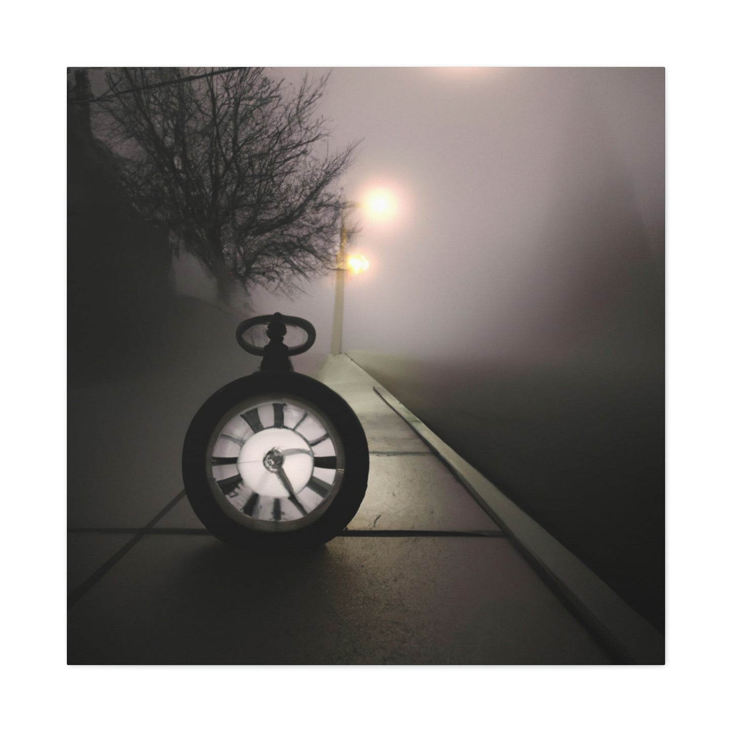 "El reloj solitario en Foggy Lane" - The Alien Canva