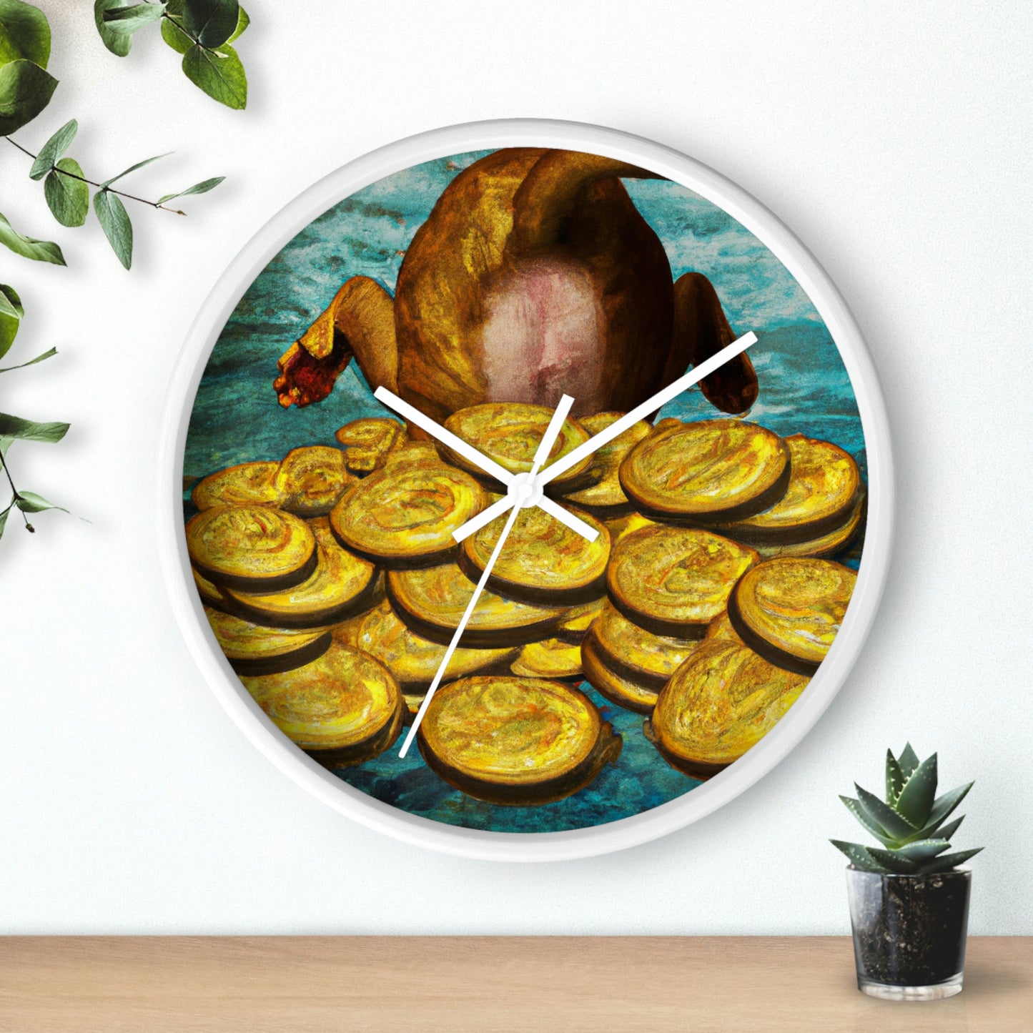 "Feline Fortune in a Foliage of Finances" - The Alien Wall Clock