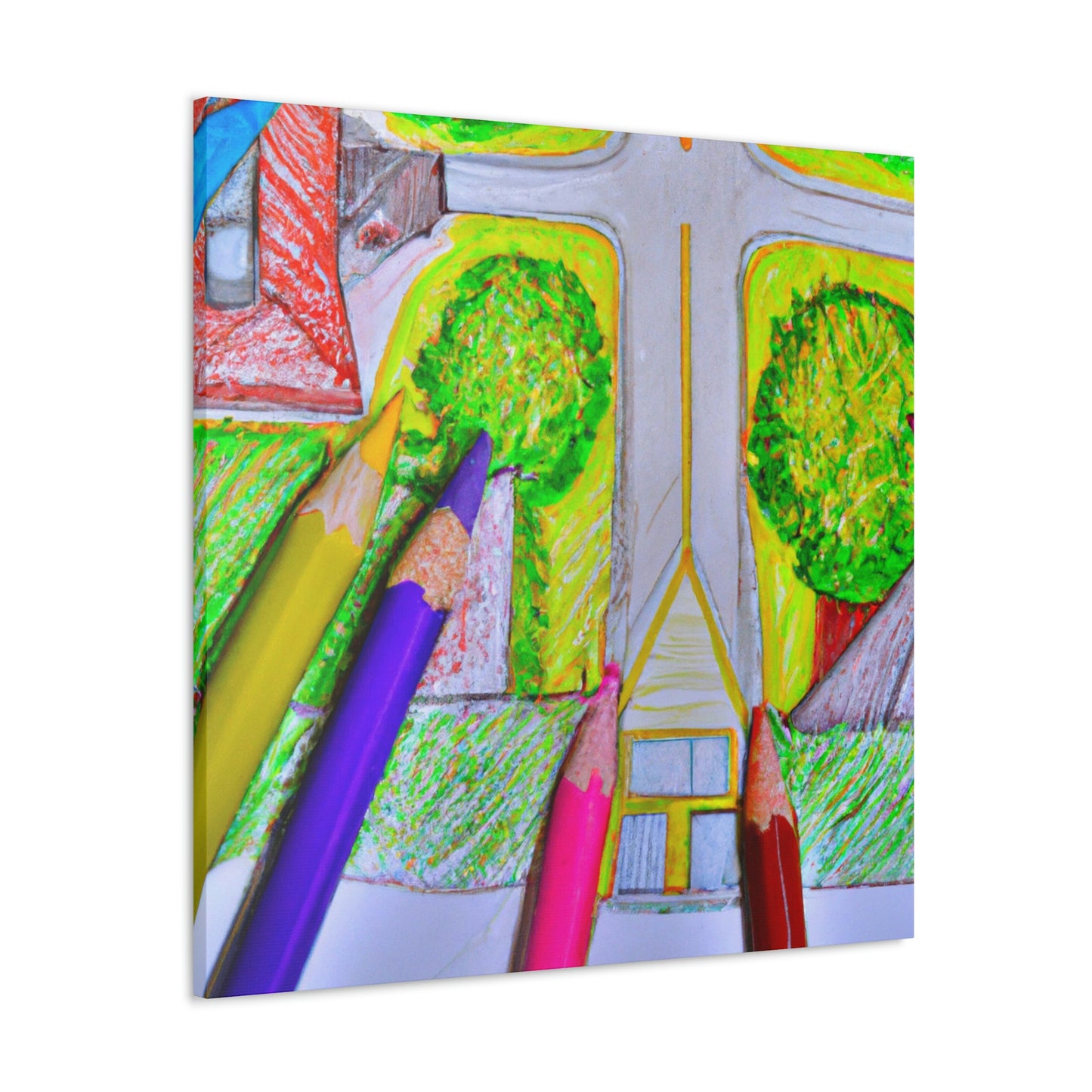 "A Neighborhood From Above: A Colored Pencil Creation" - The Alien Canva