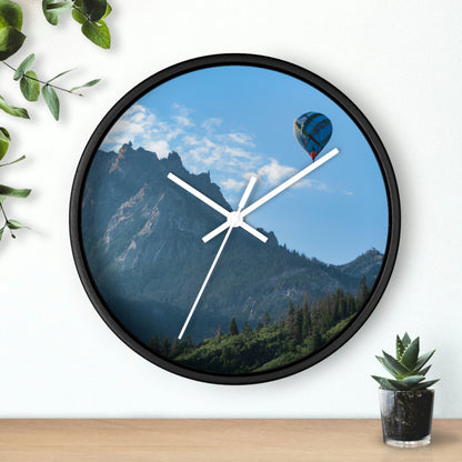 "Soaring Over Splendor: A Balloon Journey Through the Mountains" - The Alien Wall Clock