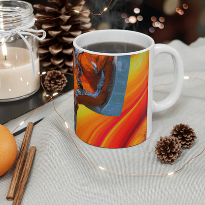 "Journeying in the Burning Orange Galaxy" - The Alien Ceramic Mug 11 oz