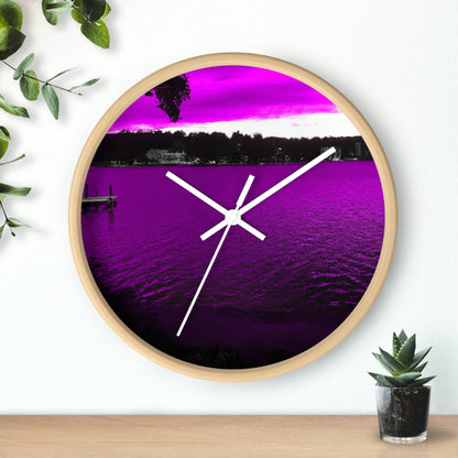 "The Neon Purple Lakefront" - The Alien Wall Clock