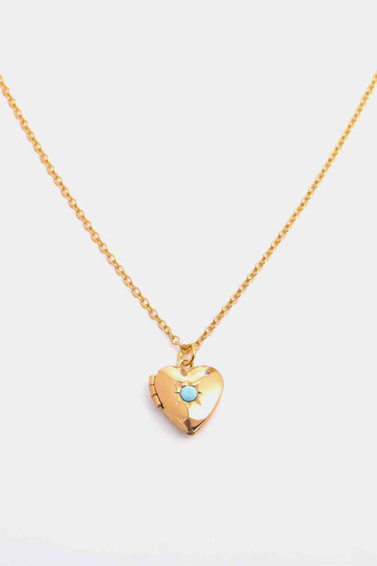 Collar con colgante chapado en oro de 14 quilates con forma de corazón y circón