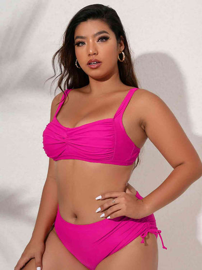 Plus-Size-Bikini-Set mit Twist-Front-Schnürung