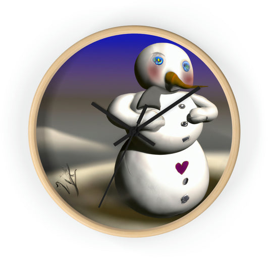 "Chilly But Hopeful: The Snowman's Quest For A Hug" - Die Alien-Wanduhr