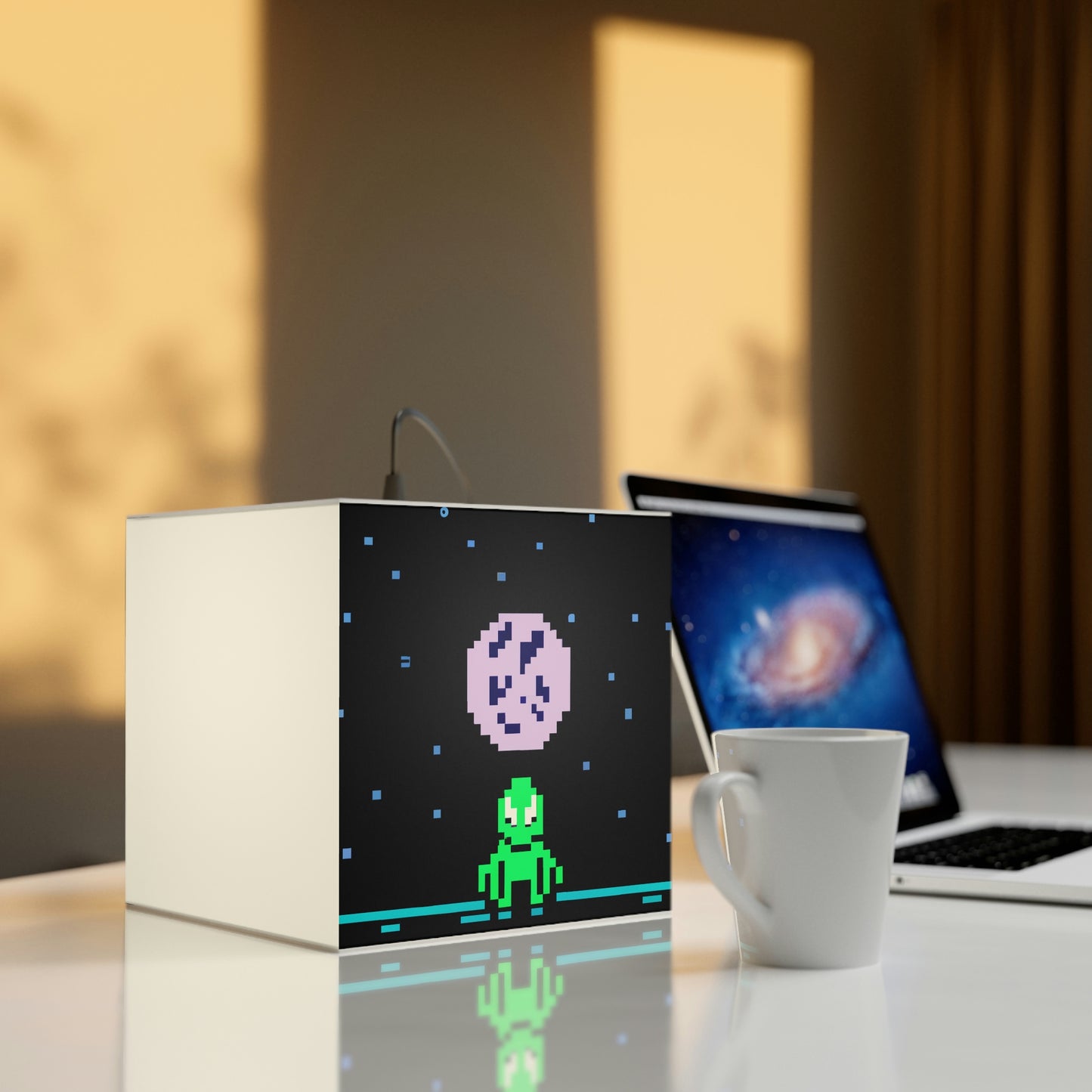 "Lonely Witness of the Night Sky" - The Alien Light Cube Lamp Pixel Art