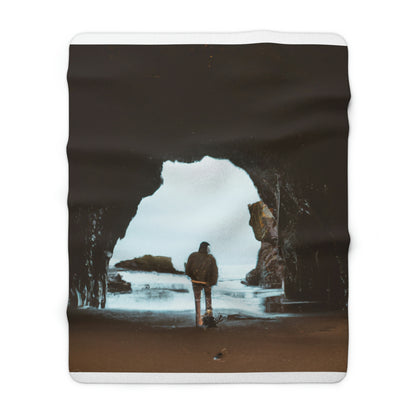 "The Hidden Cave of the Beach" - The Alien Sherpa Fleece Blanket