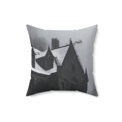 "Das Gespenst der verschneiten Bibliothek" - das Alien Square Pillow