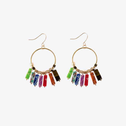 Pendientes colgantes de piedras multicolores