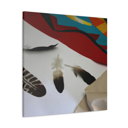 "Feathers and Fabric: A Story Unfolding Through an Unconventional Canvas" - Canvas