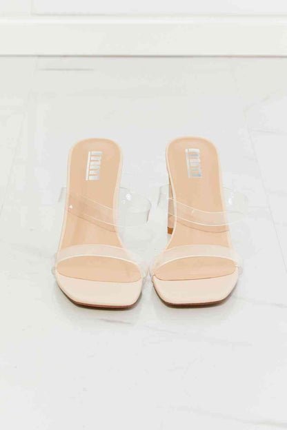 MMShoes „Walking On Air“ transparente Sandale mit Doppelband und Absatz