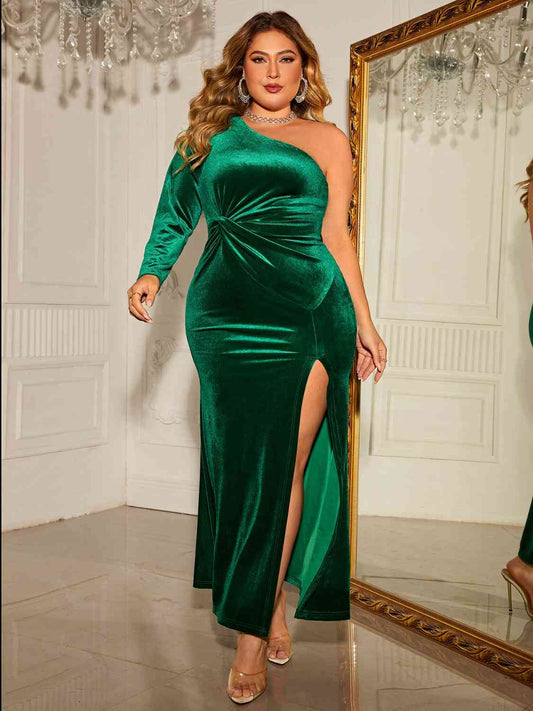 Plus Size One-Shoulder-Kleid mit verdrehtem Schlitz